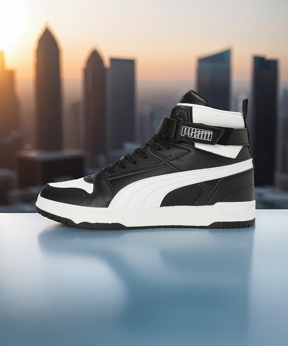 Puma Men's Court Shatter Mid Sneaker - Black White - Image 2