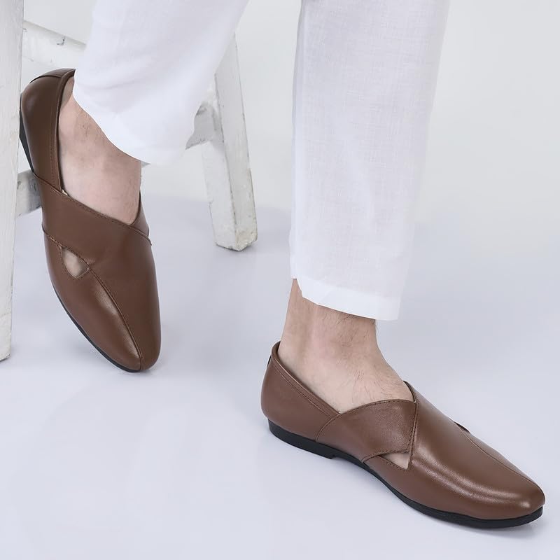 FAUSTO Men's PU Juttis - Tan - Image 4