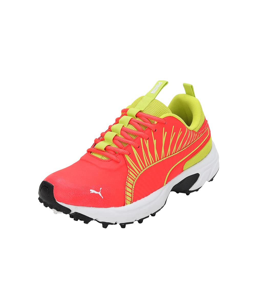 Puma Men's Cricket Square Shoes - Red Blast-Nrgy Yellow