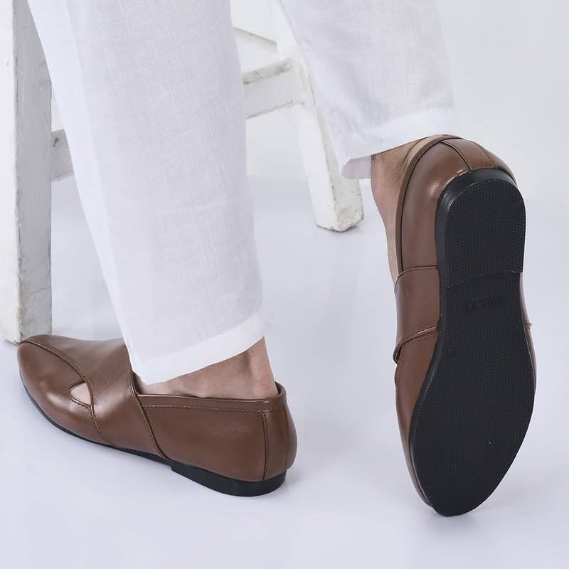 FAUSTO Men's PU Juttis - Tan - Image 5