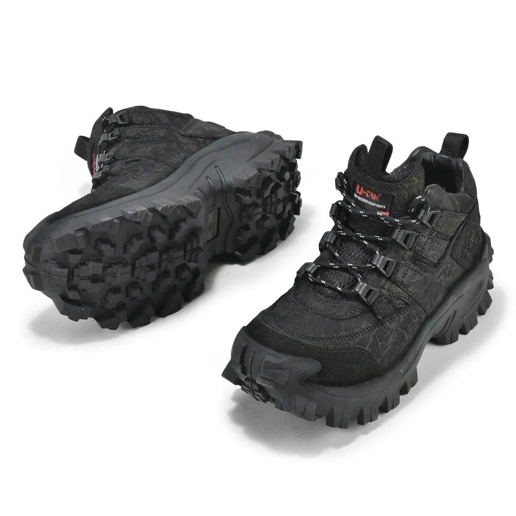 Woodland Men's Charcoal Black Leather Sneaker - Image 5