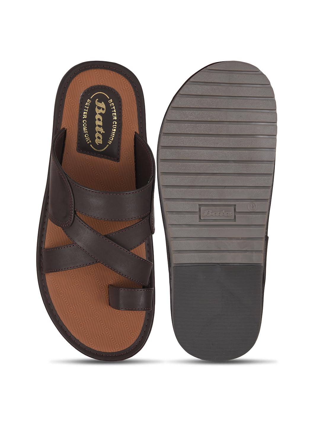 Bata Men's Brown Slip-on Sandals - Image 4