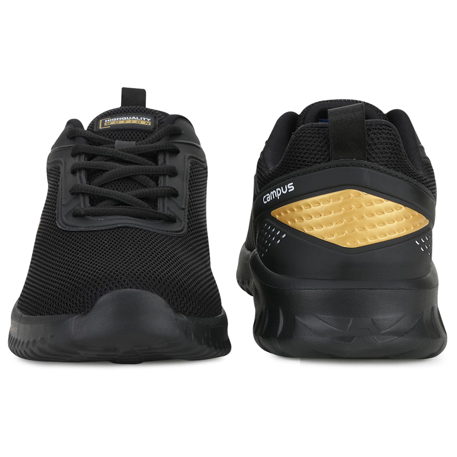 Campus Men's Wells Running Shoes - Black/Gold - Image 3