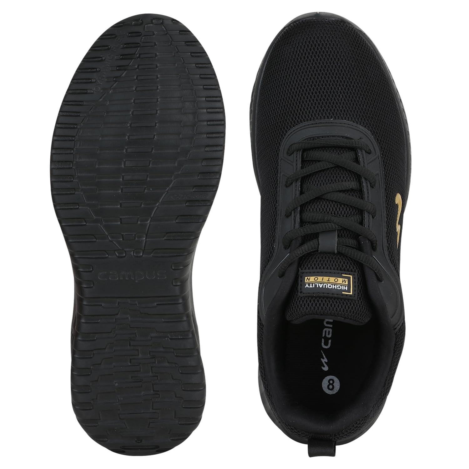 Campus Men's Wells Running Shoes - Black/Gold - Image 5