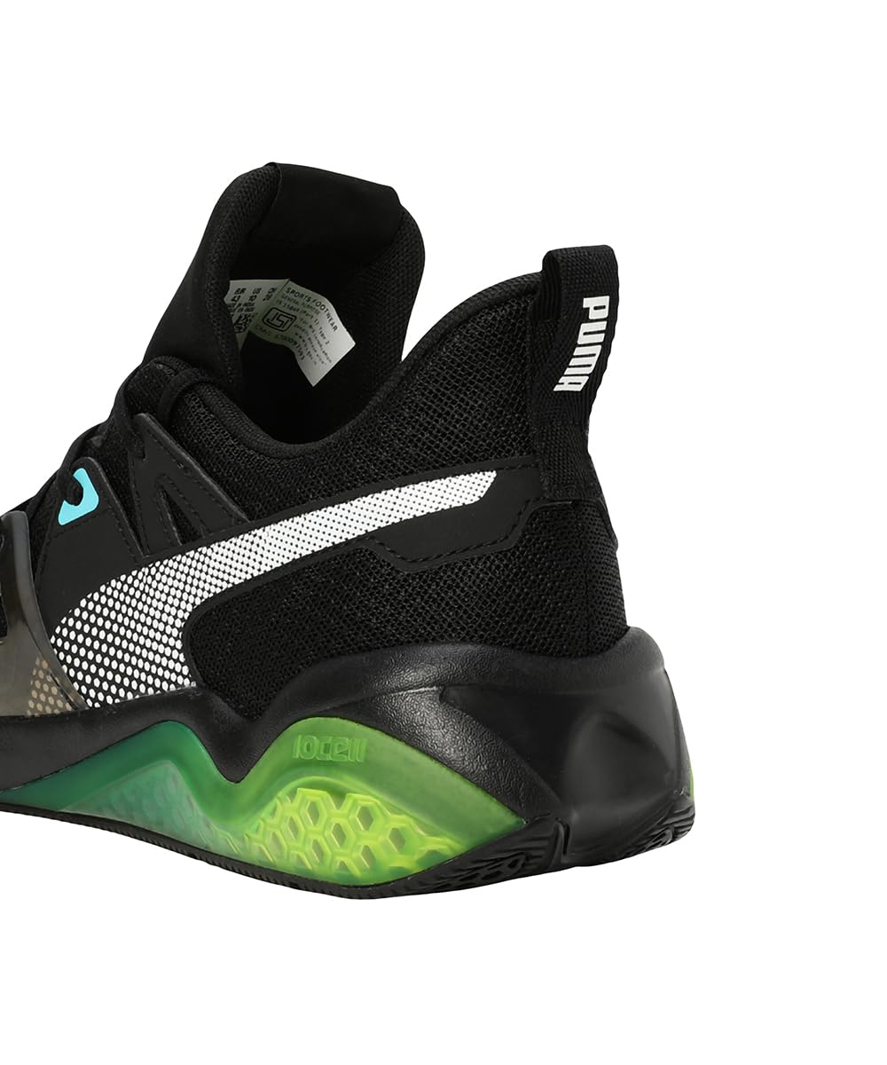 Puma Men Cell Fraction Fade Running Shoe - Black Scuba Blue Yellow - Image 4