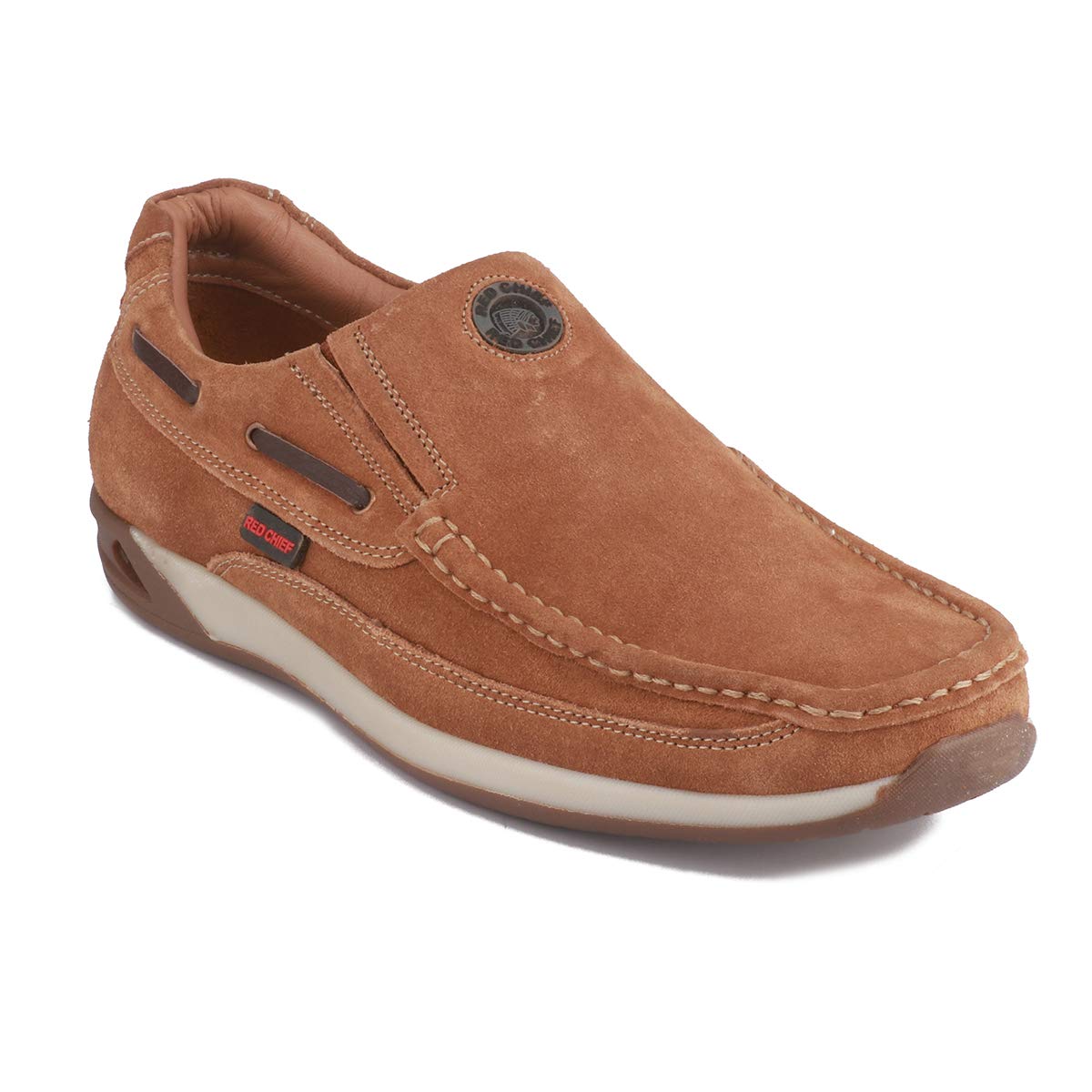 Red Chief Rust Leather Loafers for Men - Image 3