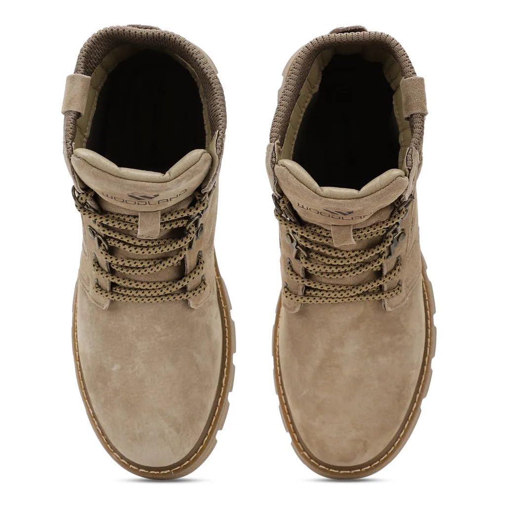 Woodland Men Camel Trekking Boots - Leather Waterproof - Image 4