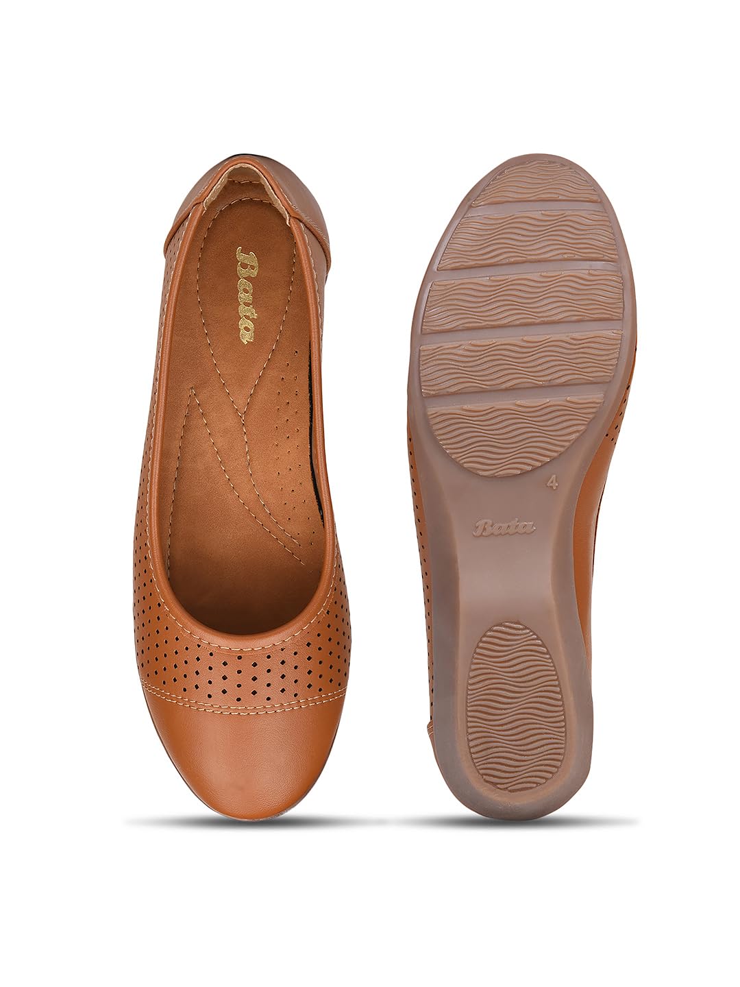 Bata Women Wedge Heel Ballerina - Tan - Image 4