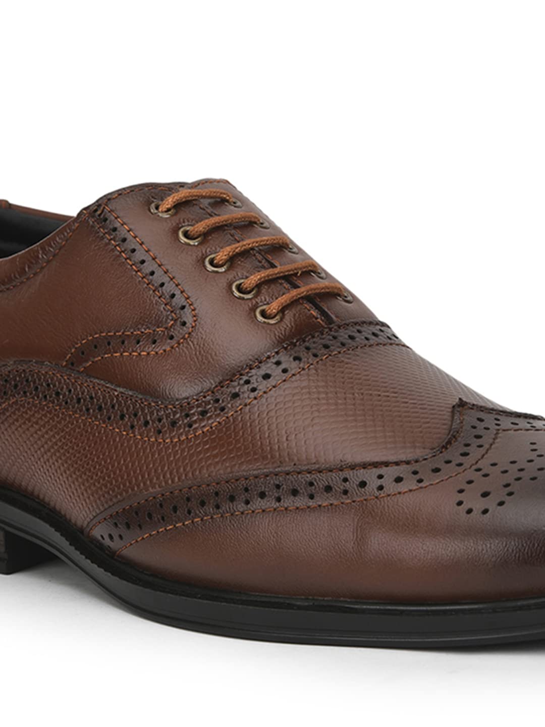 Liberty Tan Leather Brogue Shoes for Men - Image 5