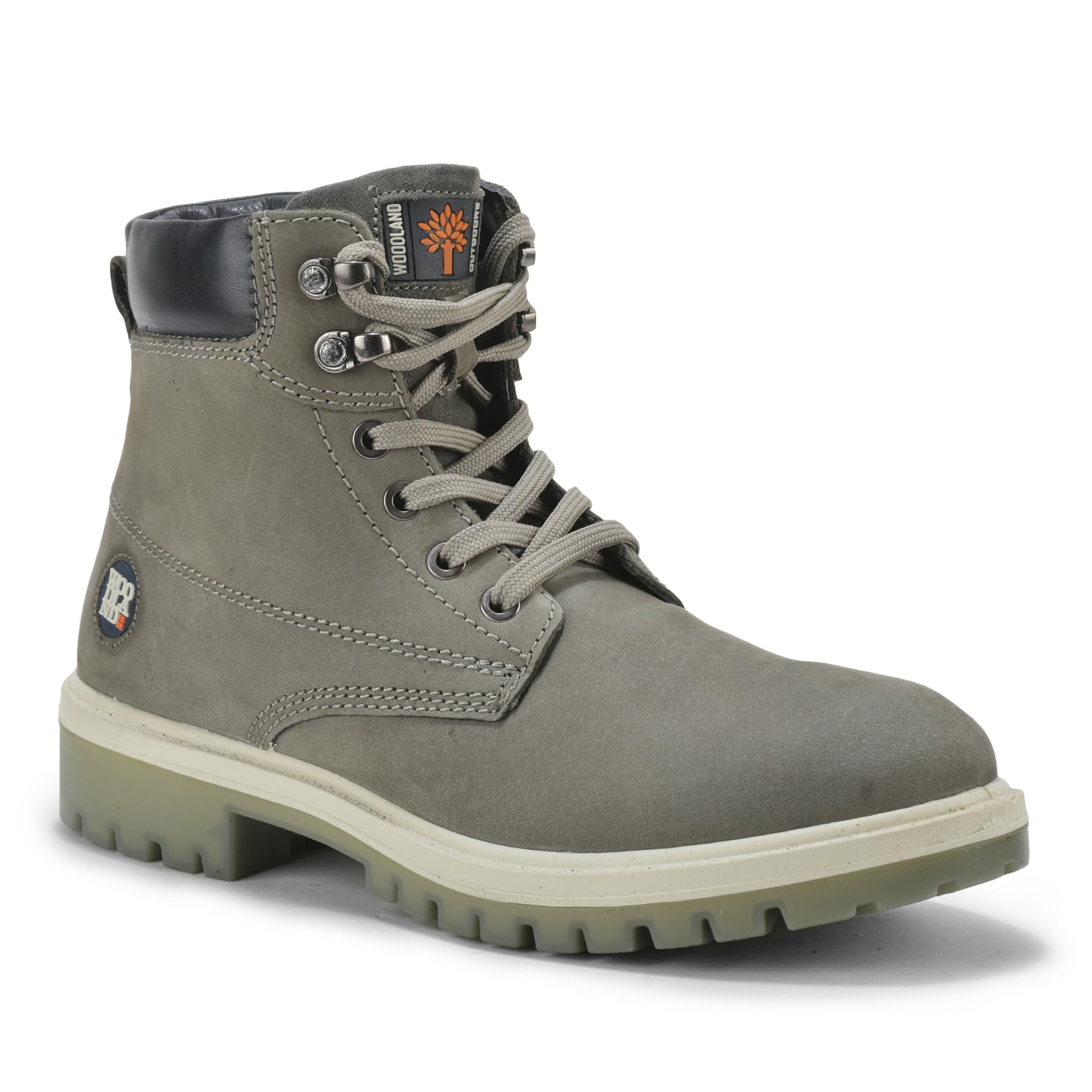 Woodland Men's Dark Grey Leather Boots