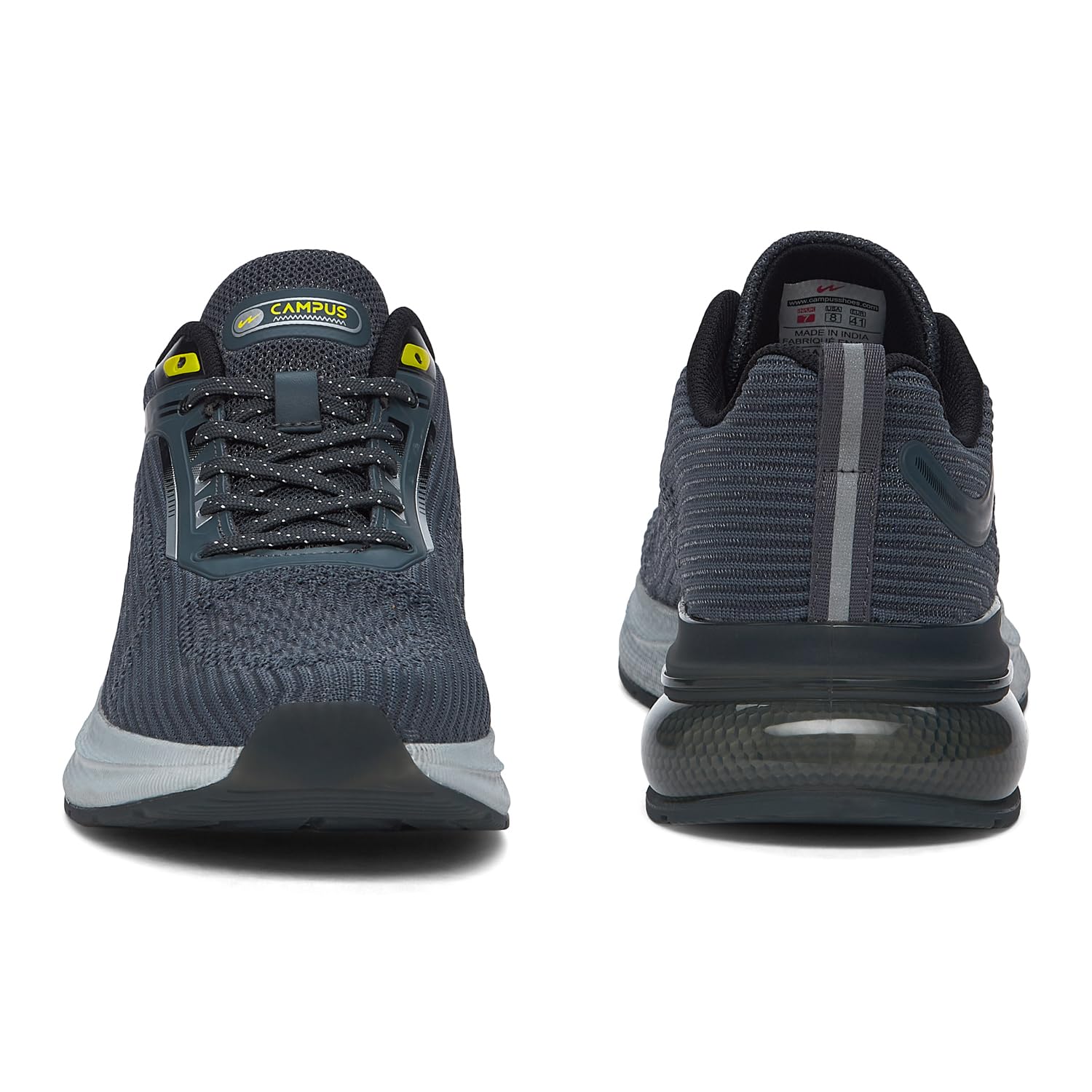 Campus Men's Canva Running Shoes - Grey/Black - Image 3