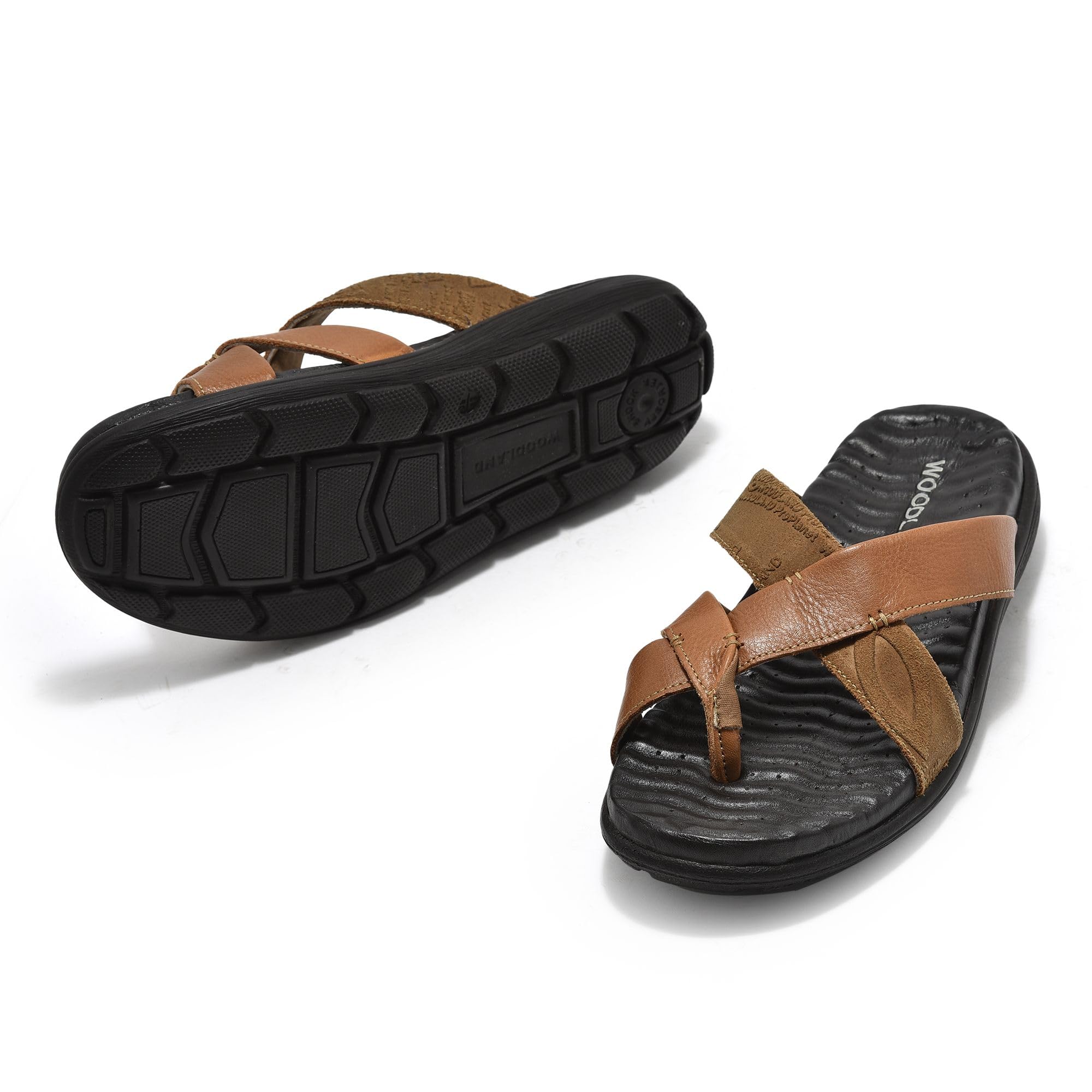 Woodland Men's Camel Leather Slipper - Image 4