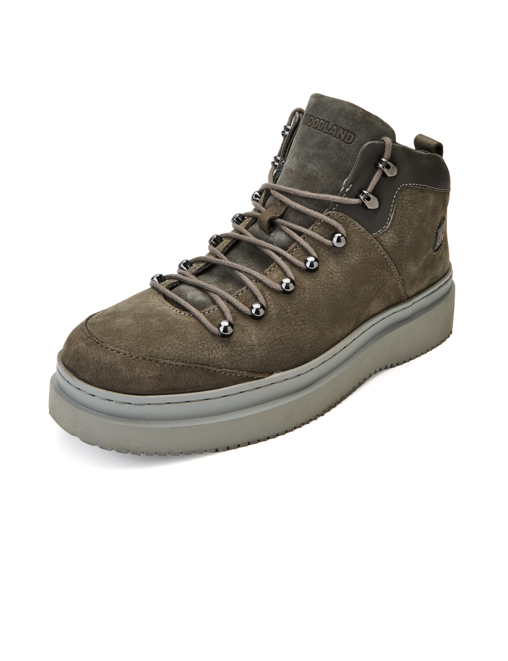 Woodland Men's Grey Leather Loafers