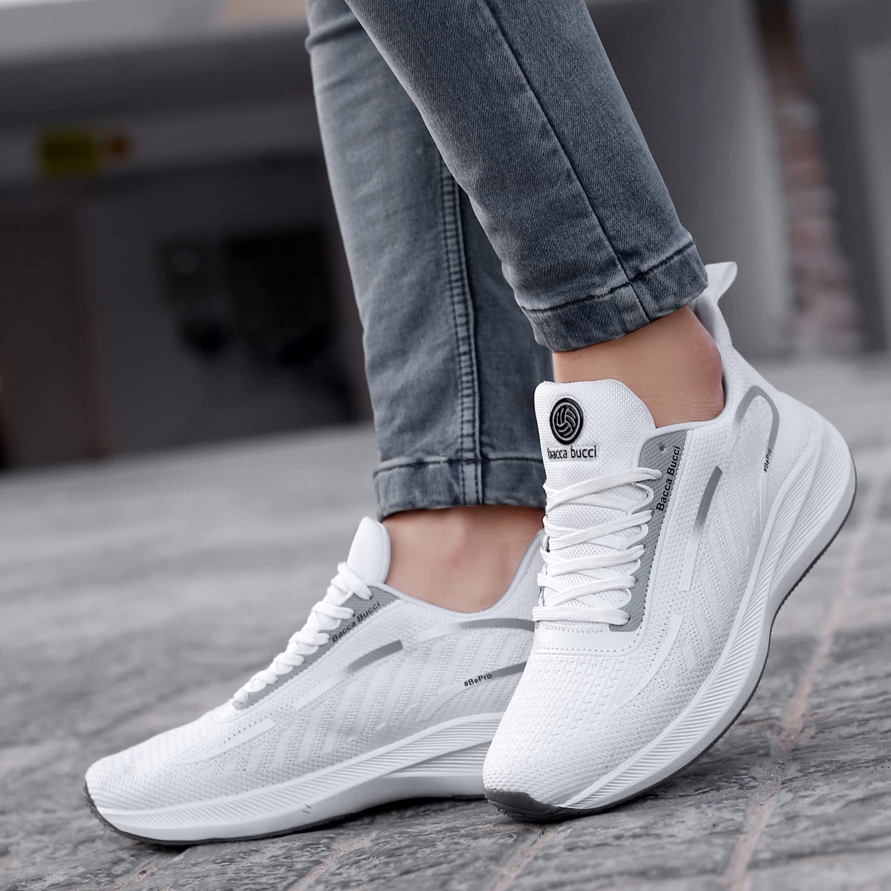 Bacca Bucci Mens Ironman Running Shoes White - Image 3