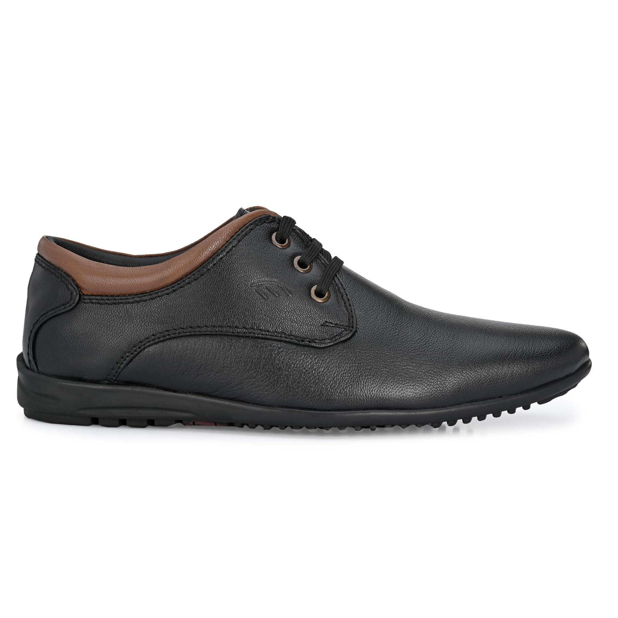 egoss Black Leather Lace-Up Shoes for Men - Image 3