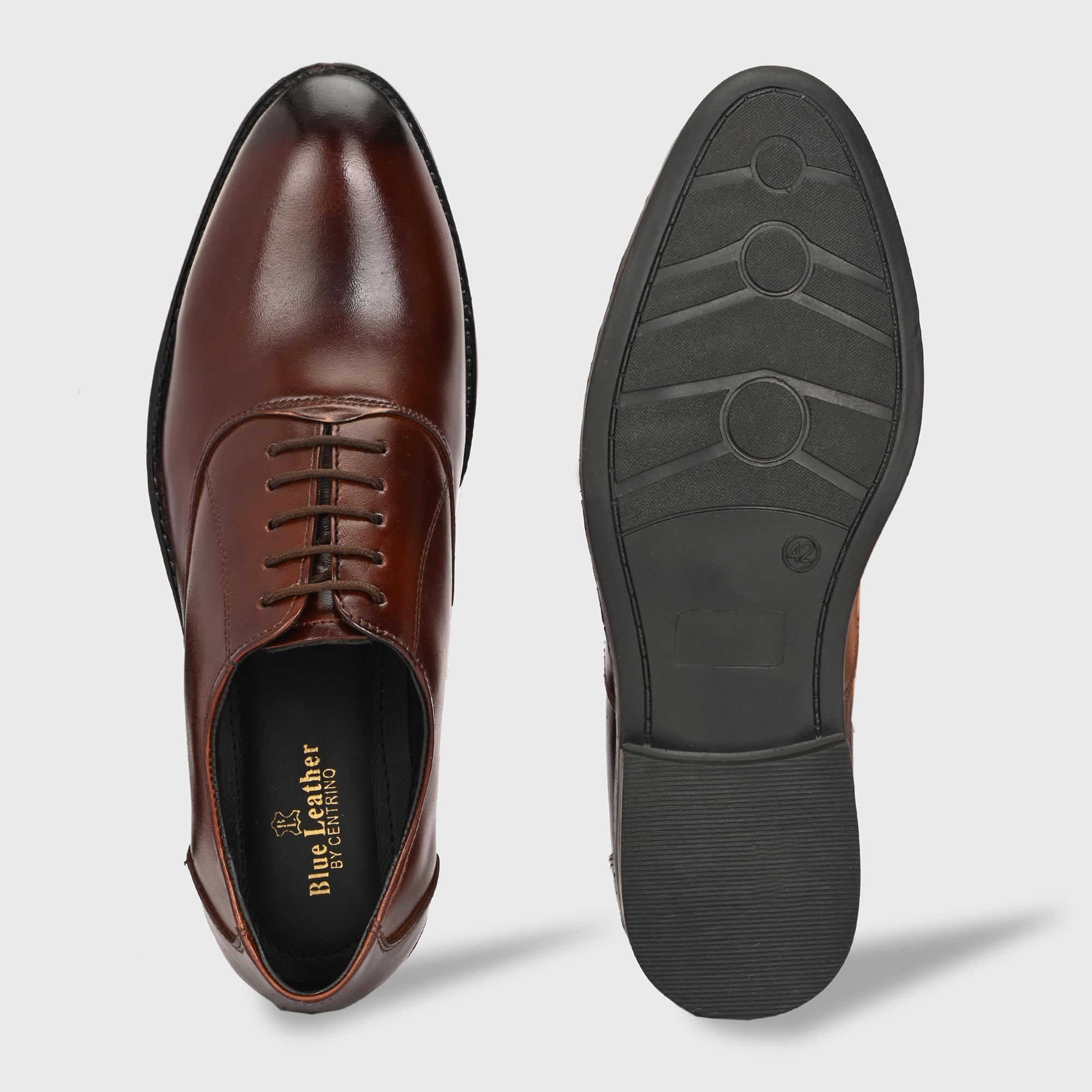 Centrino Men's Blue Leather Slip-On Formal Shoes - Image 4