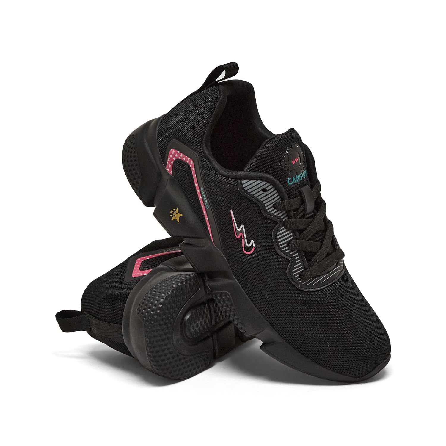 Campus Julius Women's Running Shoes - Black/Rani - Image 4