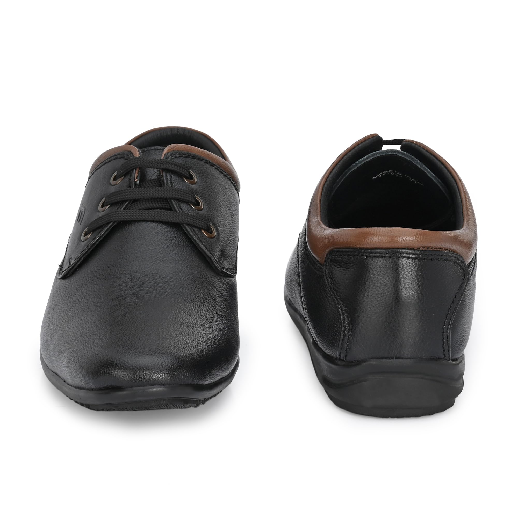 egoss Black Leather Lace-Up Shoes for Men - Image 5