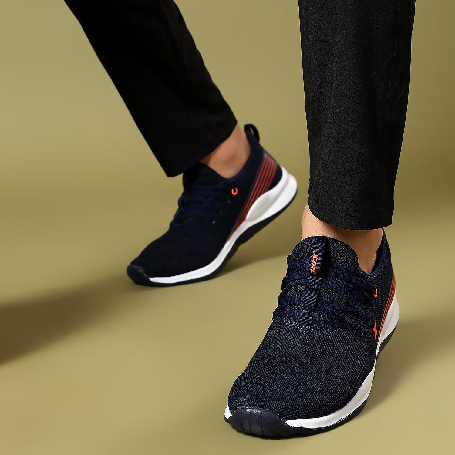 Sparx Men's Running Shoe - Navy Blue Neon Orange - Image 3