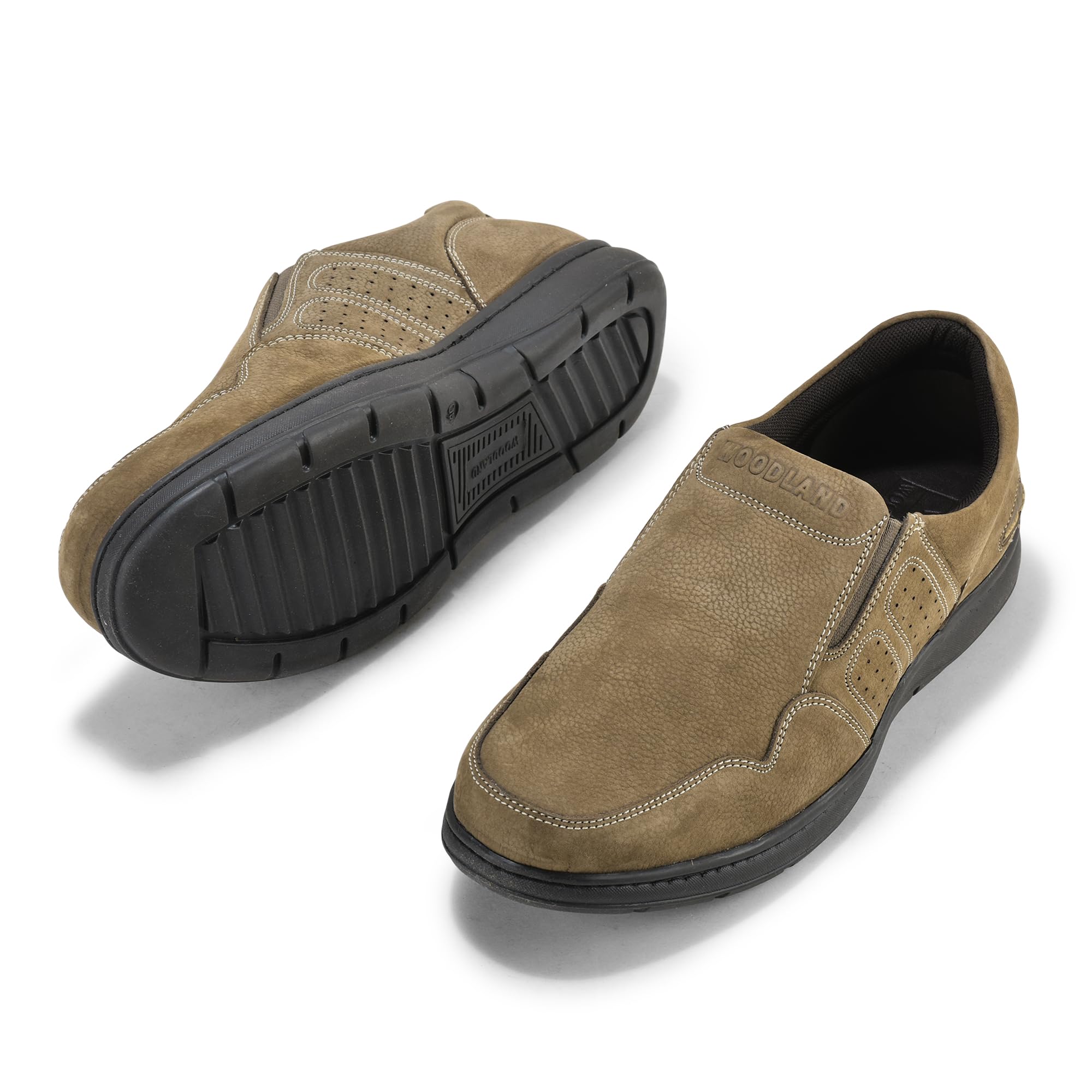 Woodland Men's Khaki Nubuk Casual Shoes - Image 5