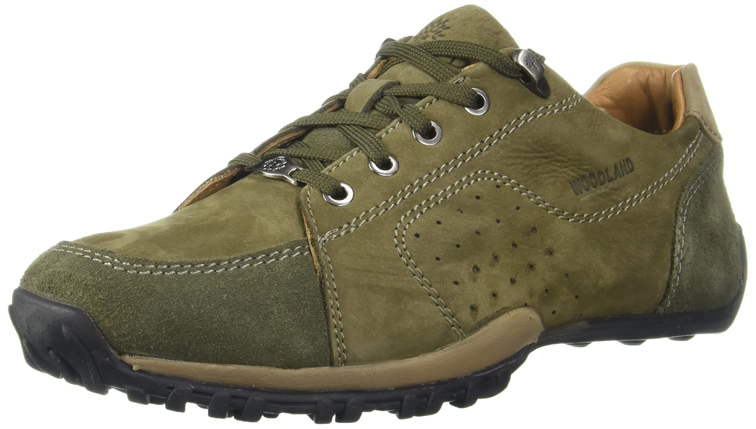Woodland Men's Olive Green Leather Sneaker