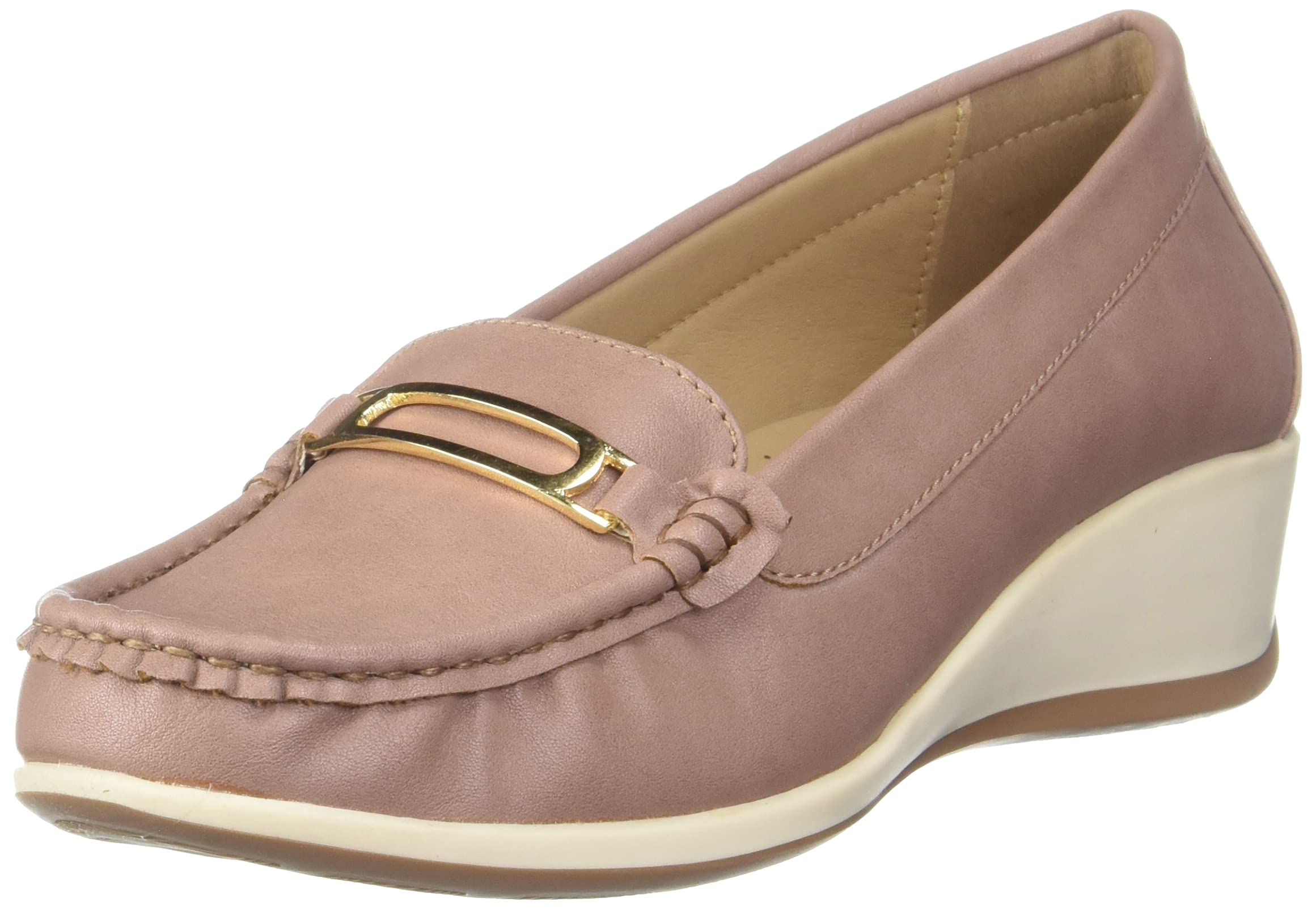 Bata Women's Pink Wedge Heel Loafers