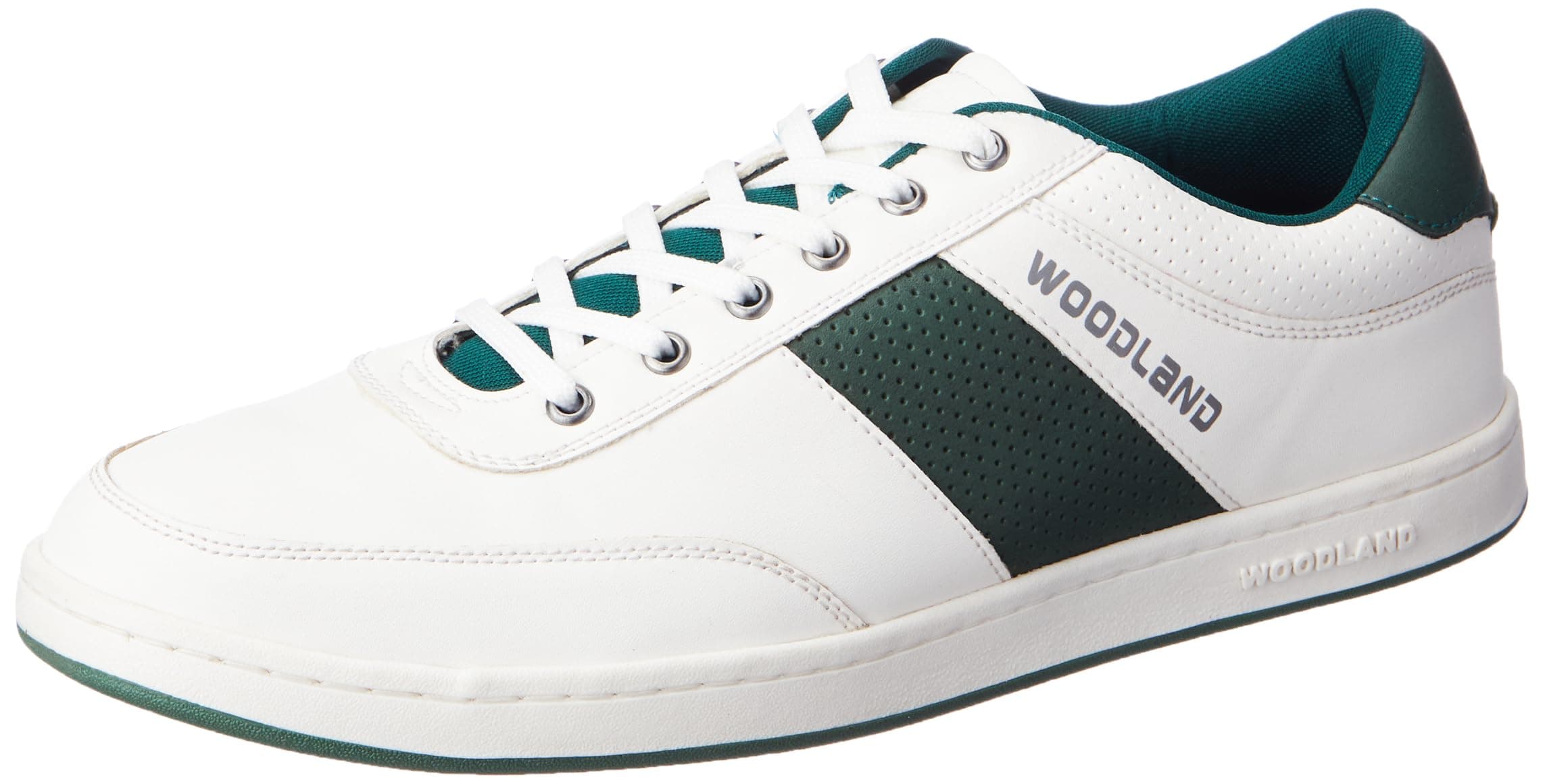 Woodland Men's White/Green PU Casual Shoes