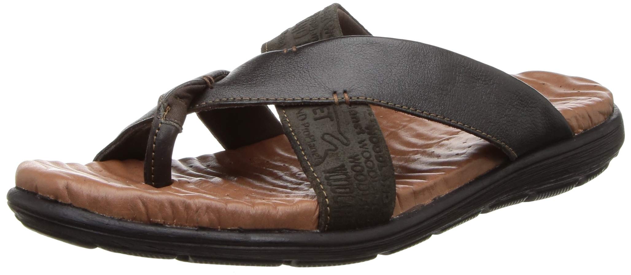 Woodland Men's Leather Slipper - DBROWN