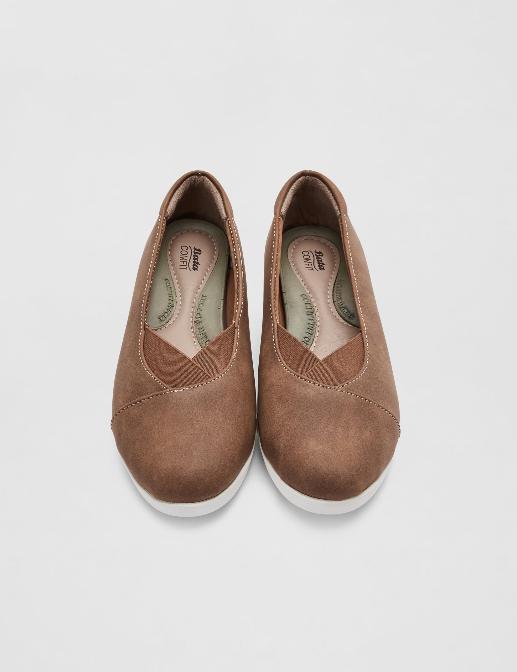 Bata Women's Brown Slip-on Ballerina Shoes - Image 4