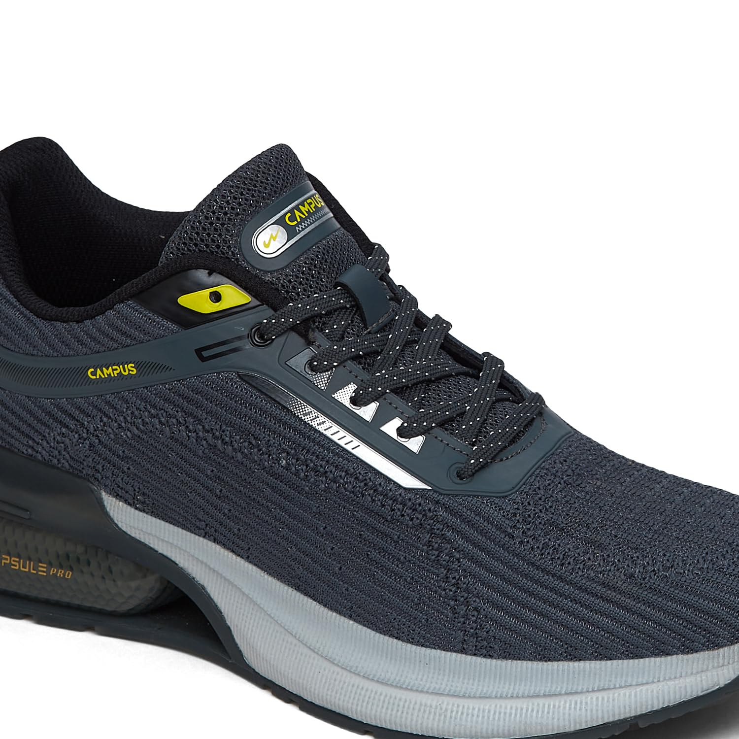 Campus Men's Canva Running Shoes - Grey/Black - Image 4