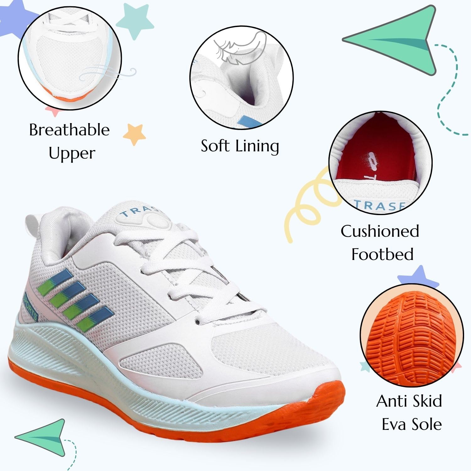 TRASE Kids Boys Sports Shoes - White - Image 2