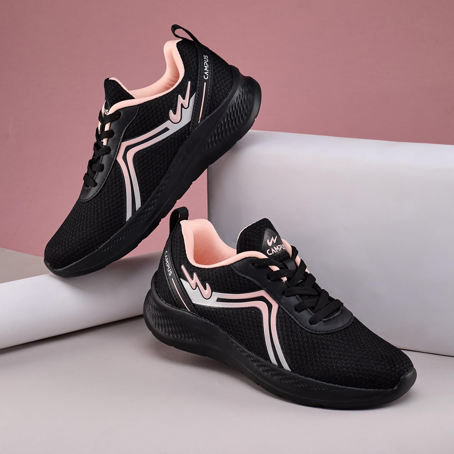 Campus Women's Raye Running Shoes - Black Peach - Image 2