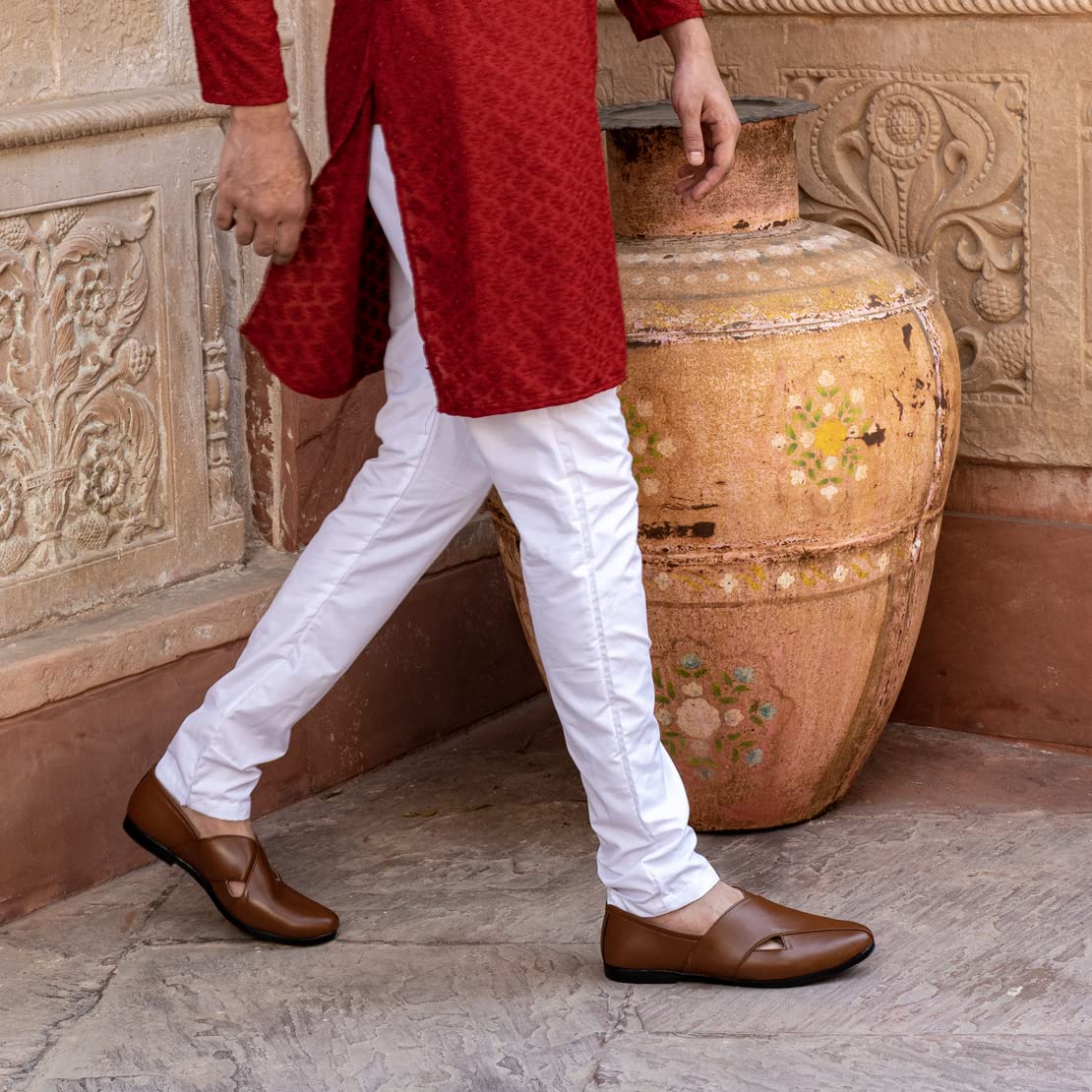 FAUSTO Men's PU Juttis - Tan - Image 2