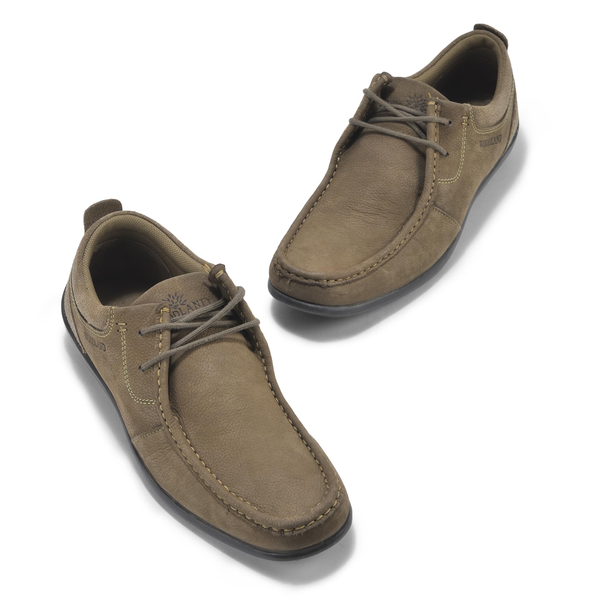 Woodland Men's Dubai Khaki Nubuk Casual Shoes - Image 5
