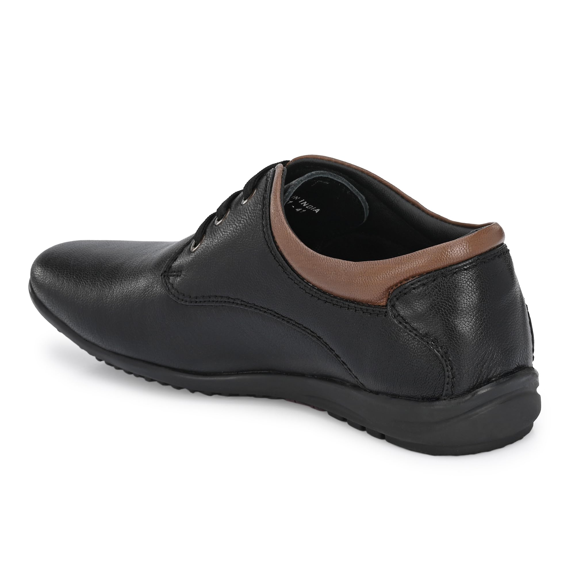 egoss Black Leather Lace-Up Shoes for Men - Image 2