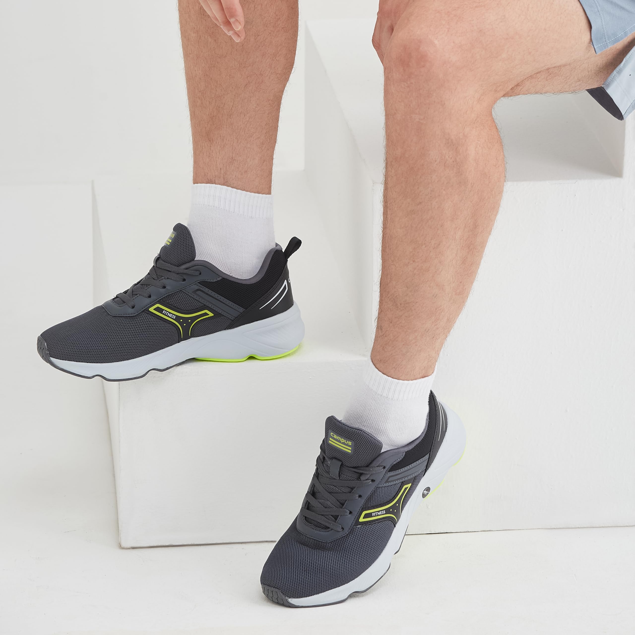 Campus Men's Hurricane Running Shoes - Gry/BLK - Image 3