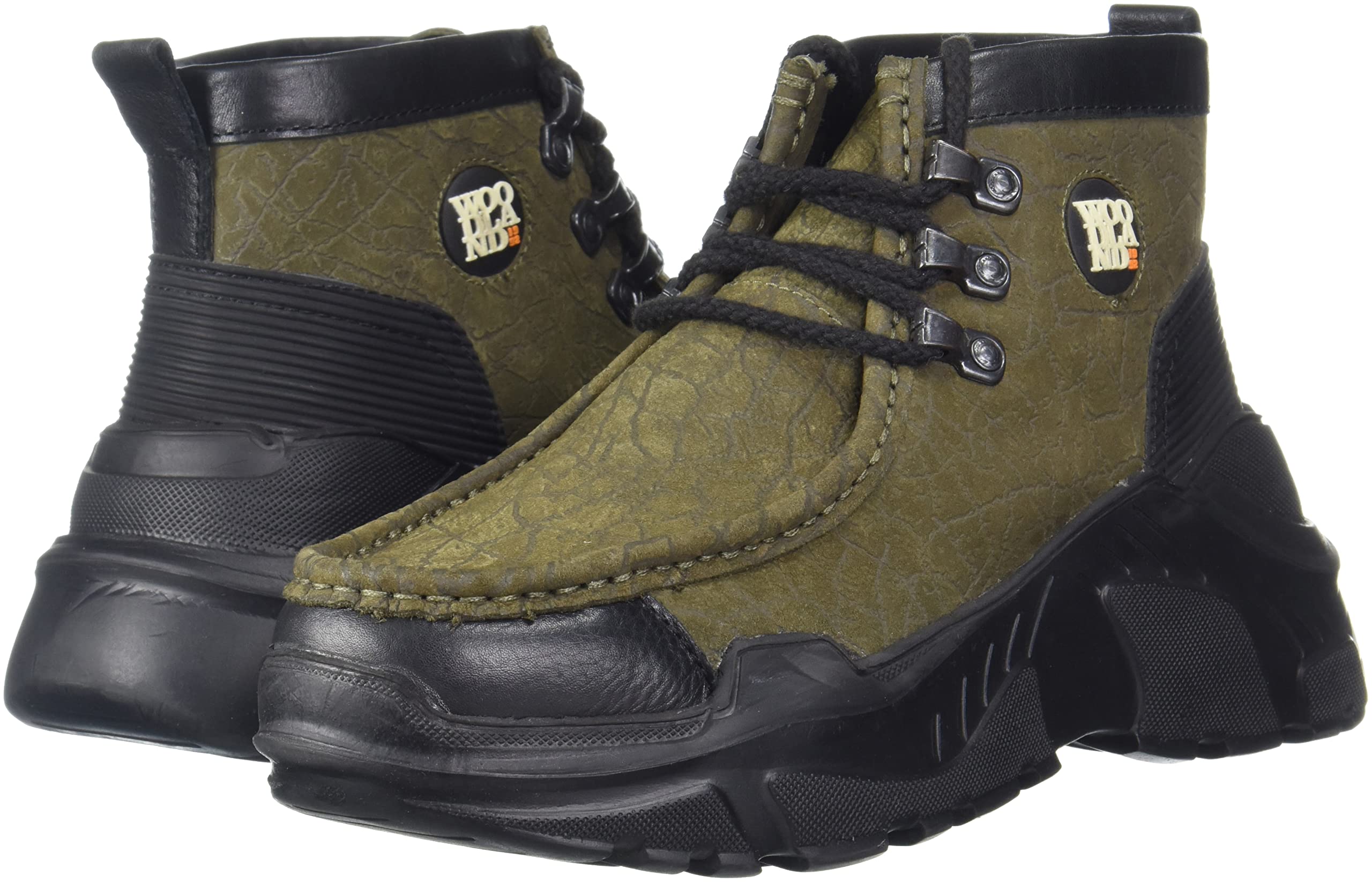 Woodland Men's Olive Green Leather Sneaker - Image 2