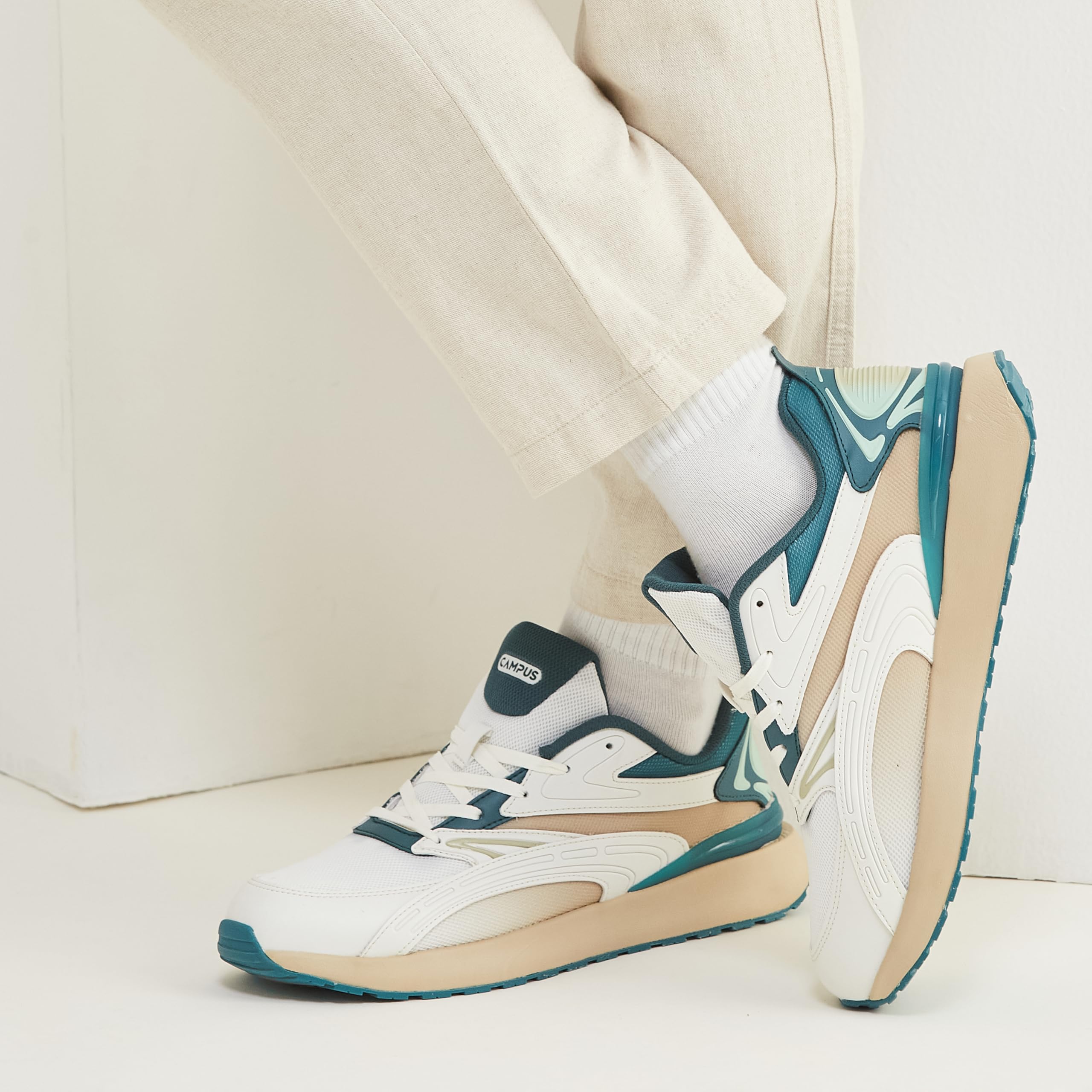 Campus Vitality Sneakers for Men - Off White/Dark Green - Image 3