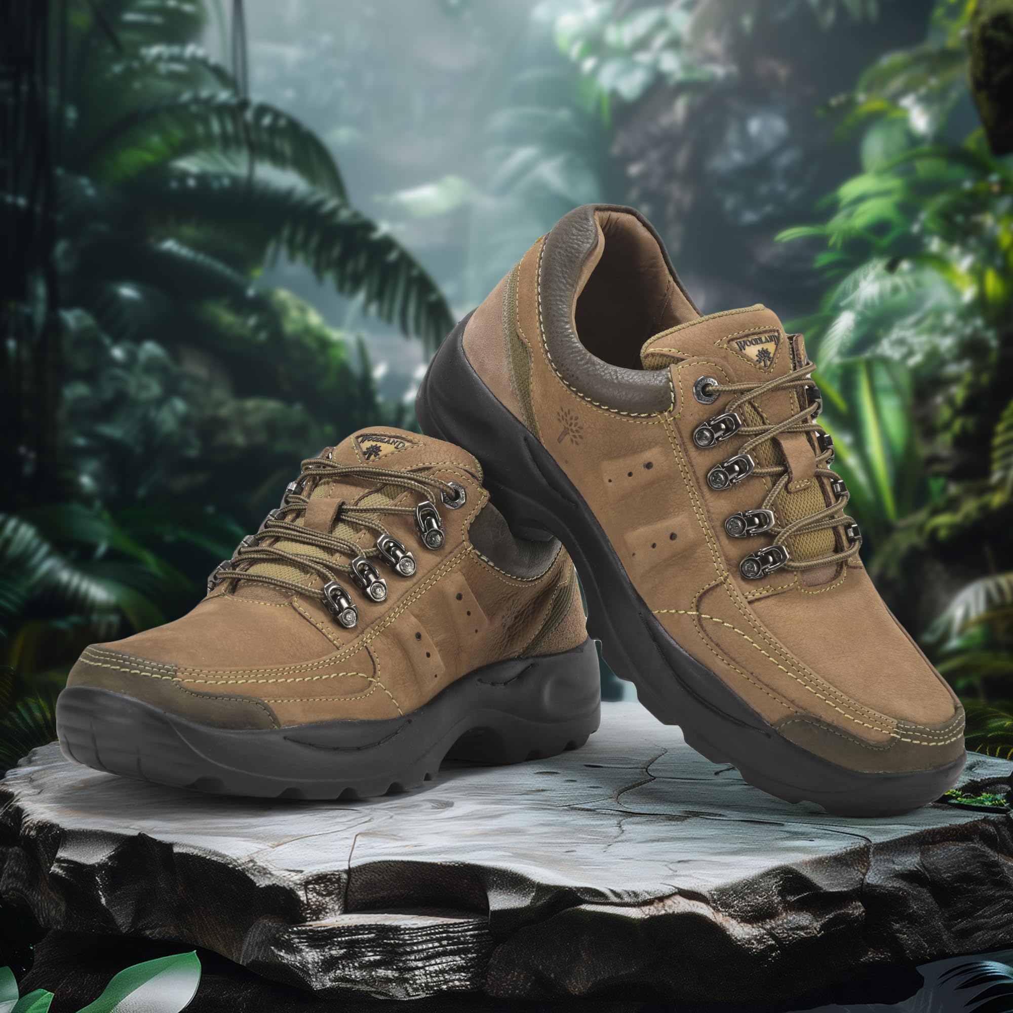 Woodland Men's Dubai Khaki Nubuk Casual Shoes - Image 4