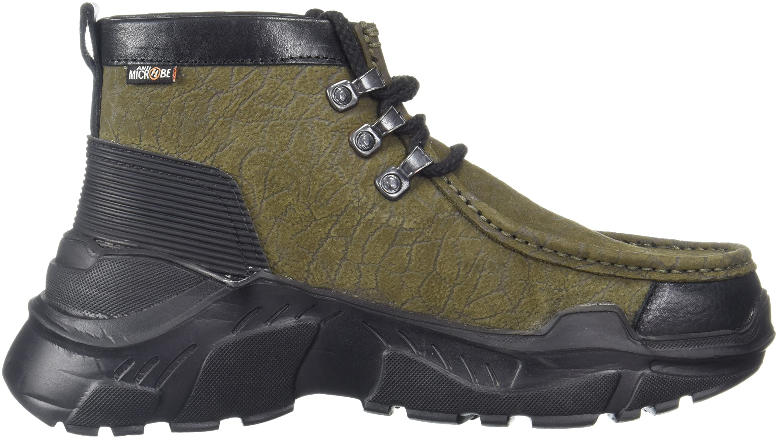 Woodland Men's Olive Green Leather Sneaker - Image 4