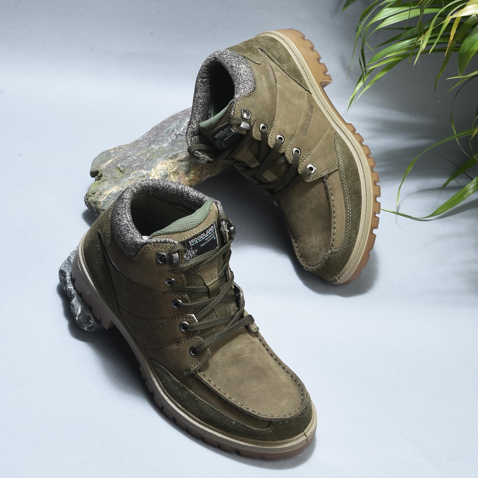 Woodland Men's Olive Green Leather Ankle Boot - Image 4