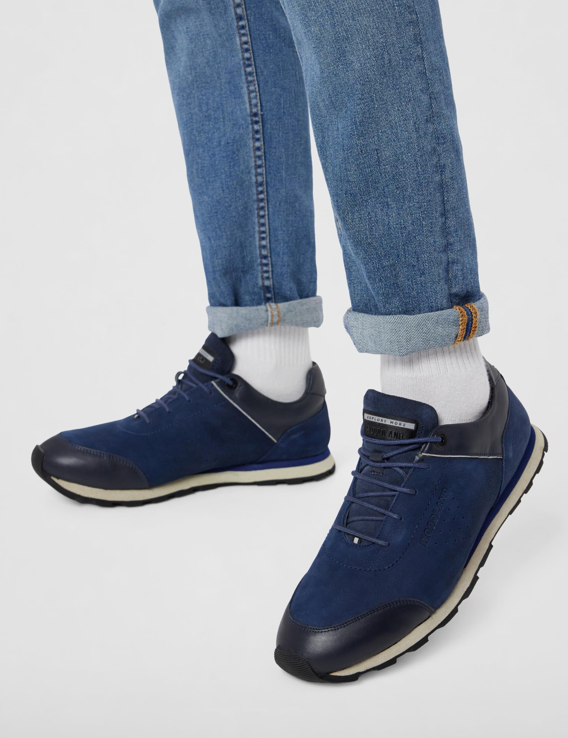 Woodland Men's Navy Leather Sneaker - Image 2