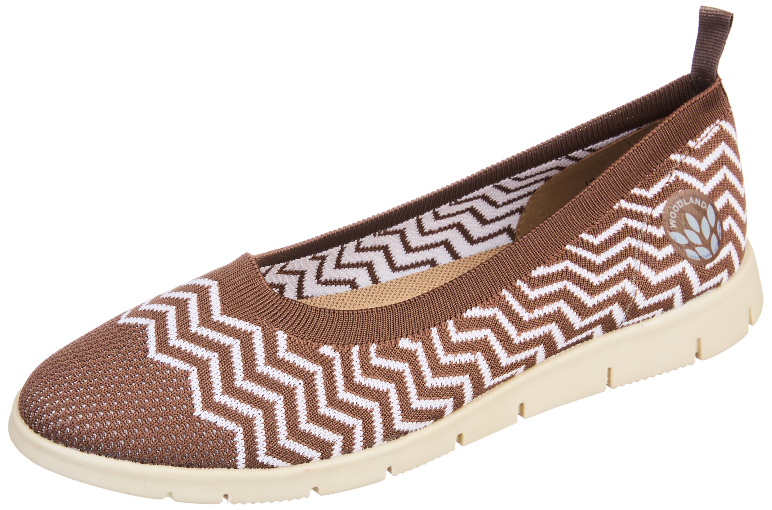 Woodland Women's Camel Leather Ballet Flats