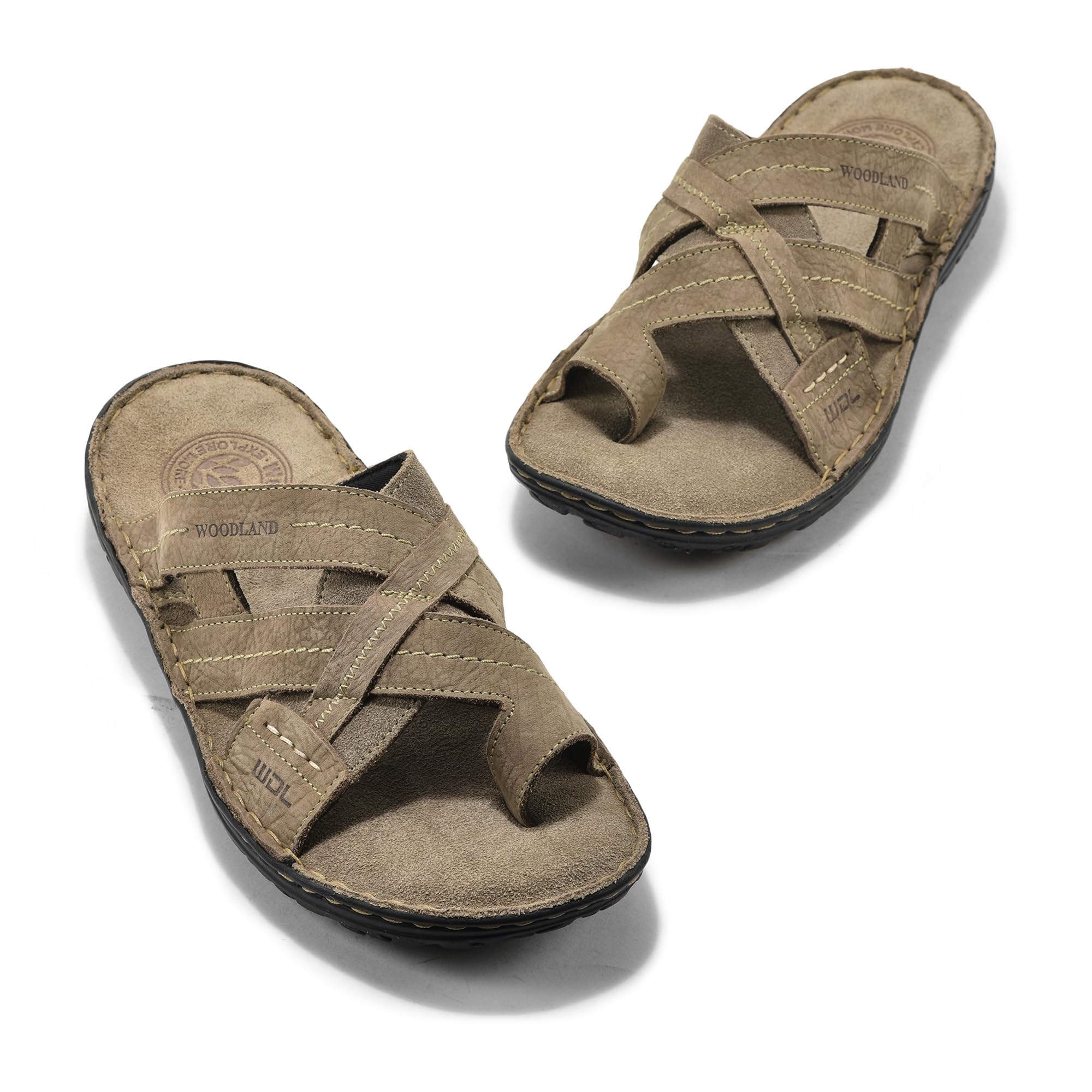 Woodland Men's Dubai Khaki Leather Slipper - Image 4