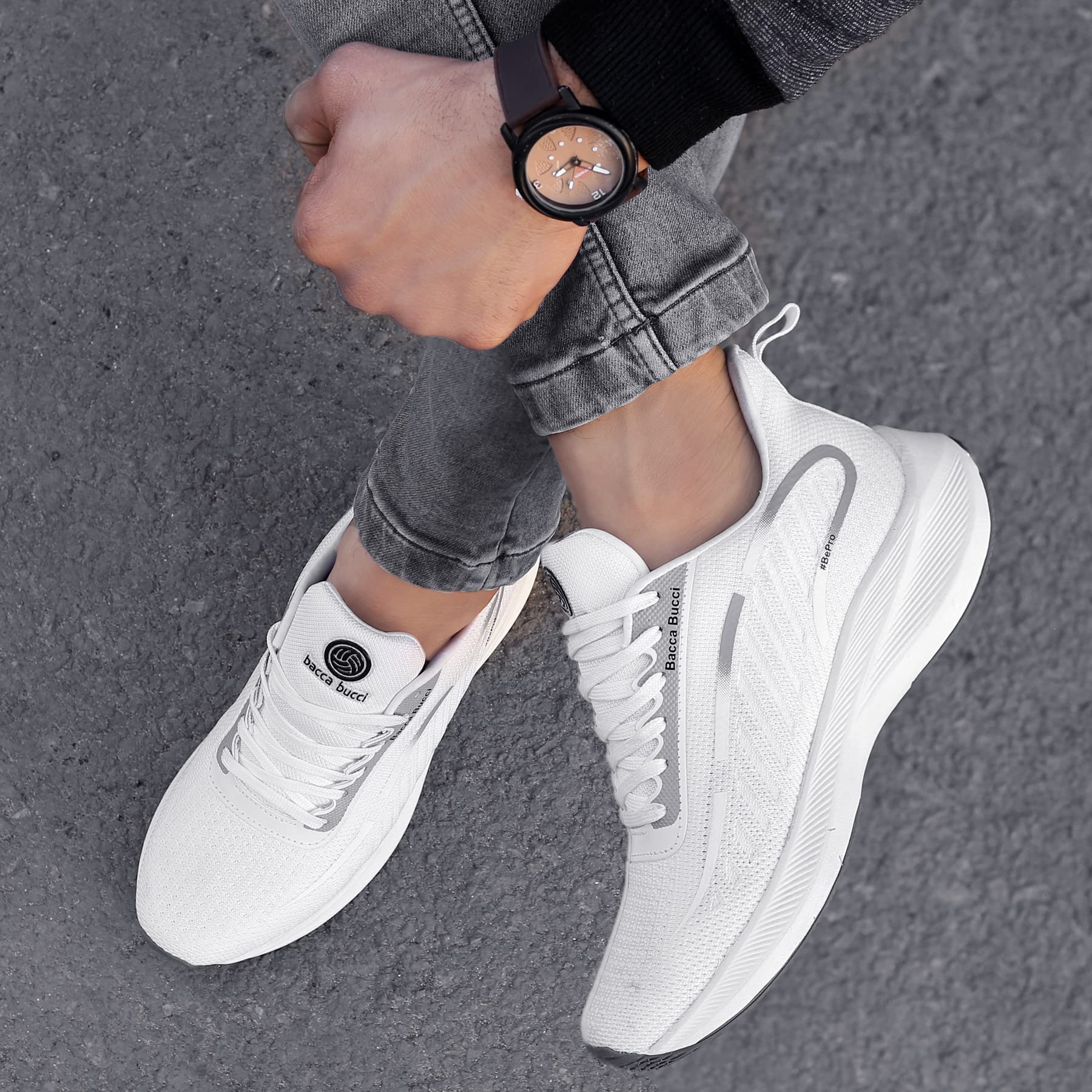 Bacca Bucci Mens Ironman Running Shoes White - Image 2