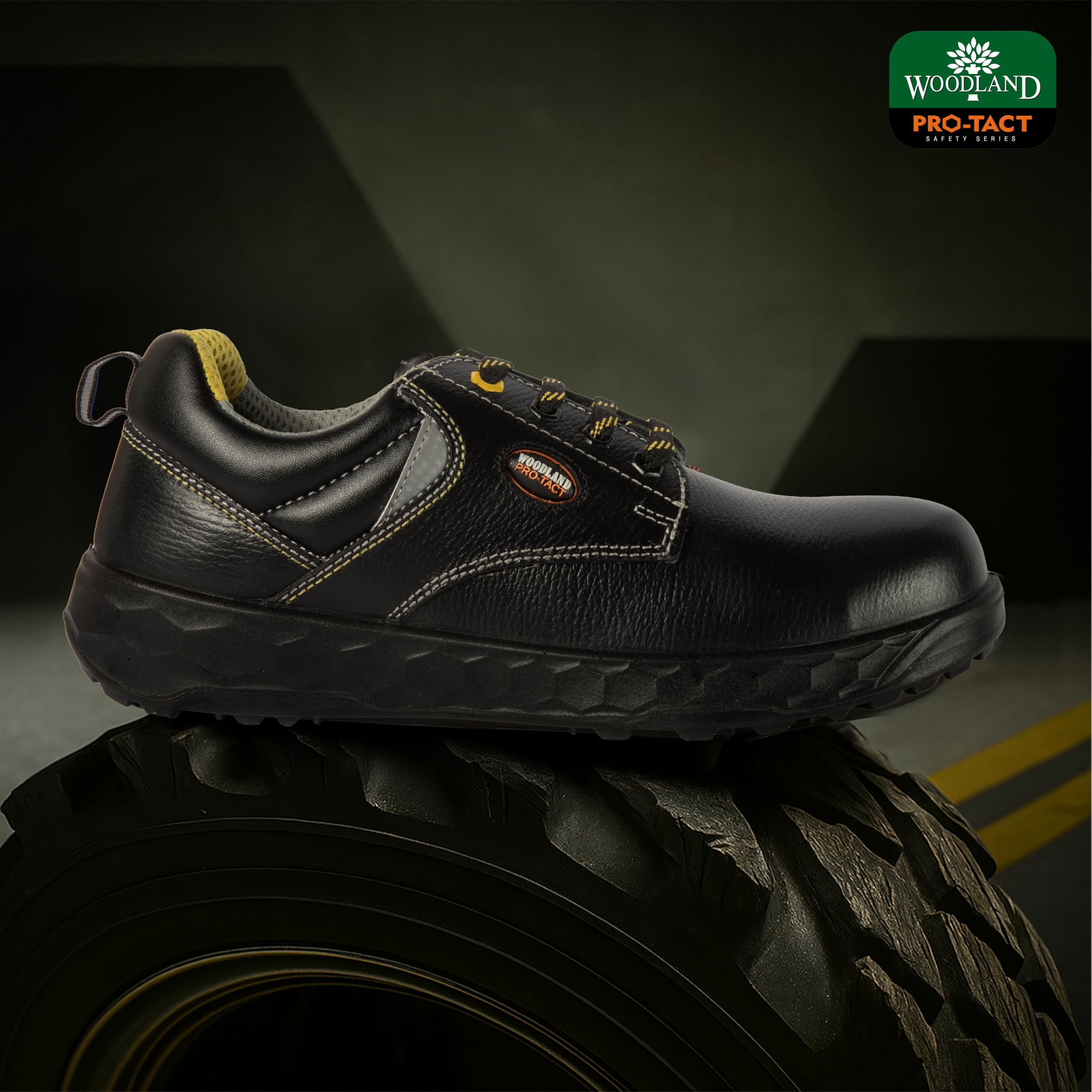 Woodland Tango Leather Safety Shoes for Men - Steel Toe Black - Image 4