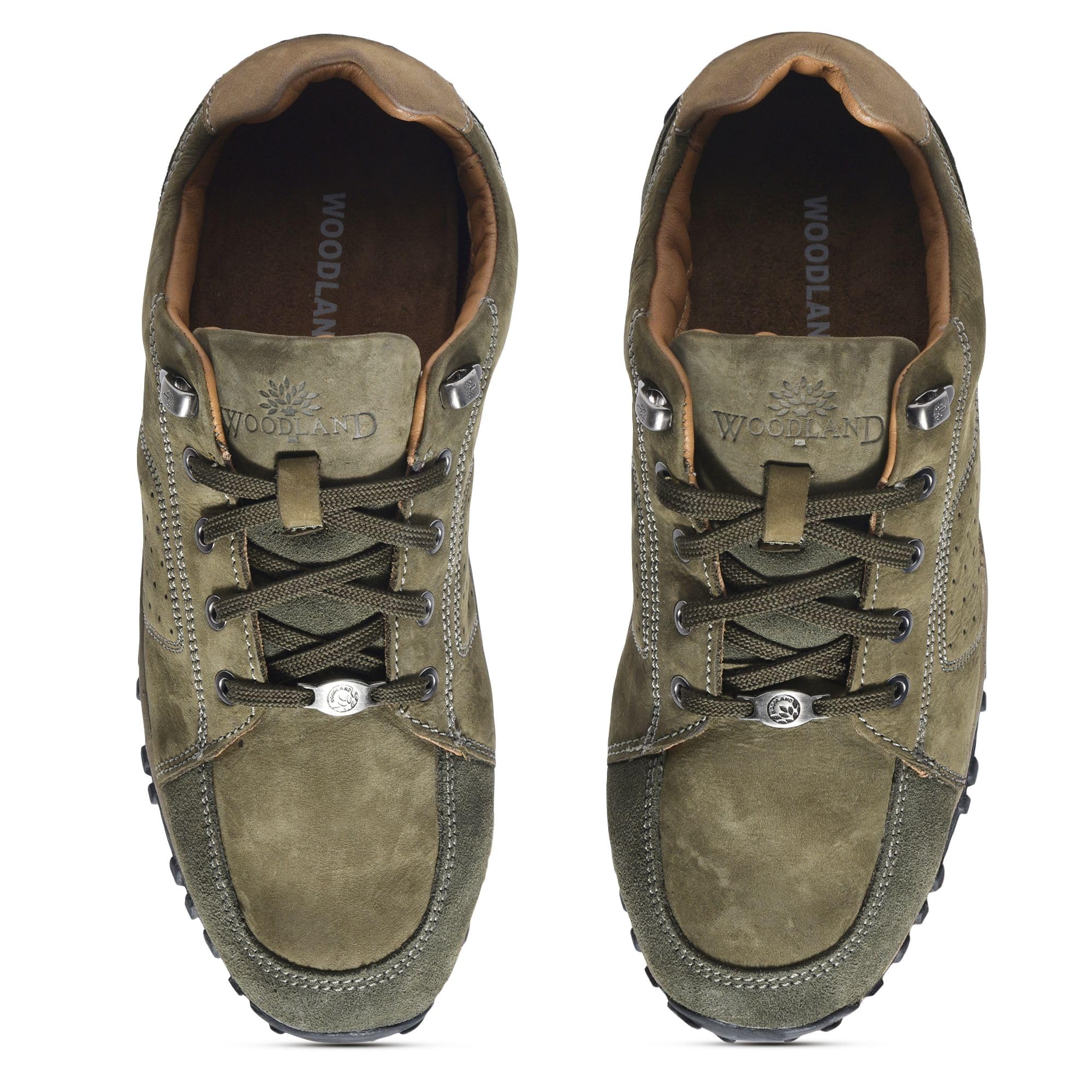 Woodland Men's Olive Green Leather Sneaker - Image 4