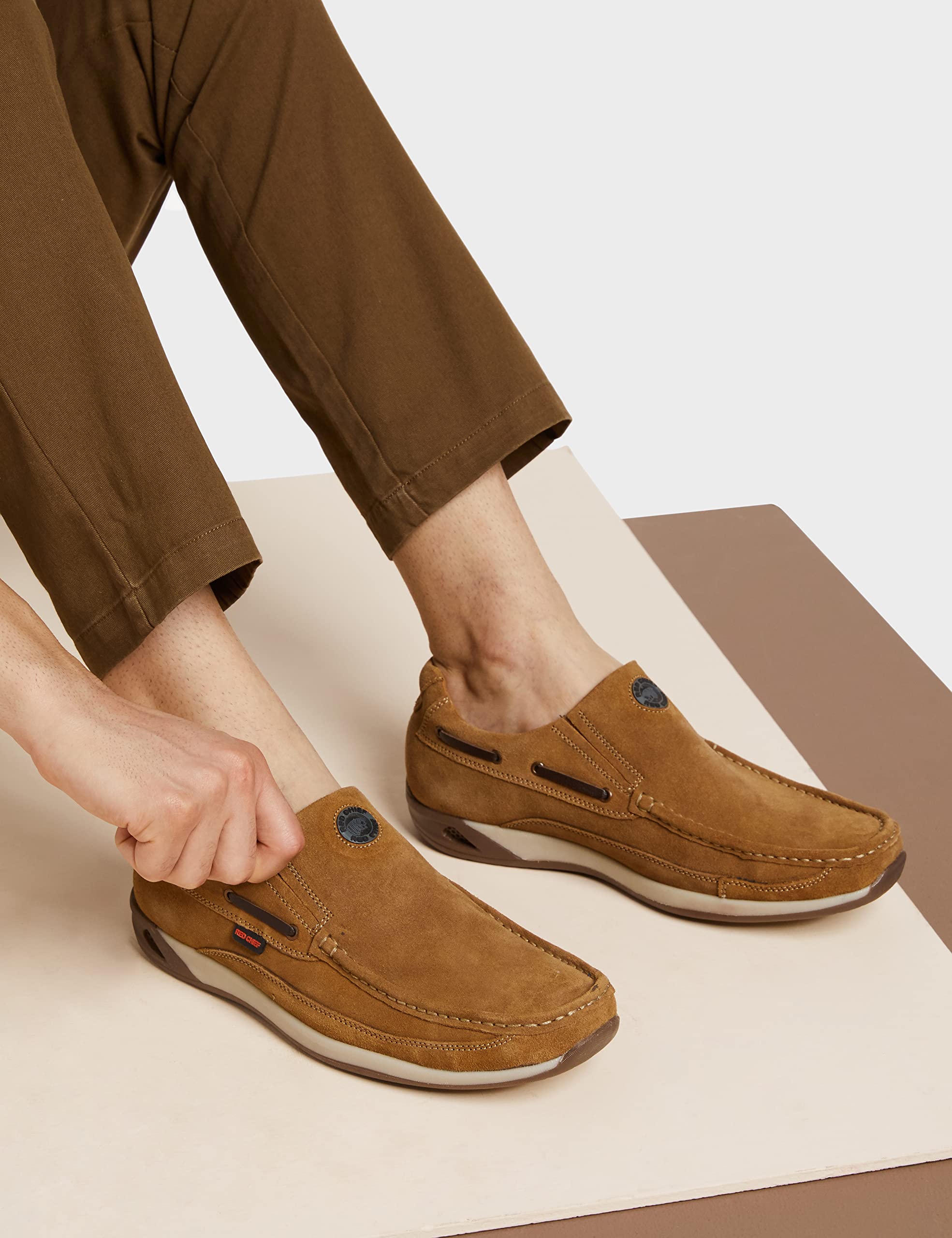 Red Chief Rust Leather Loafers for Men - Image 2