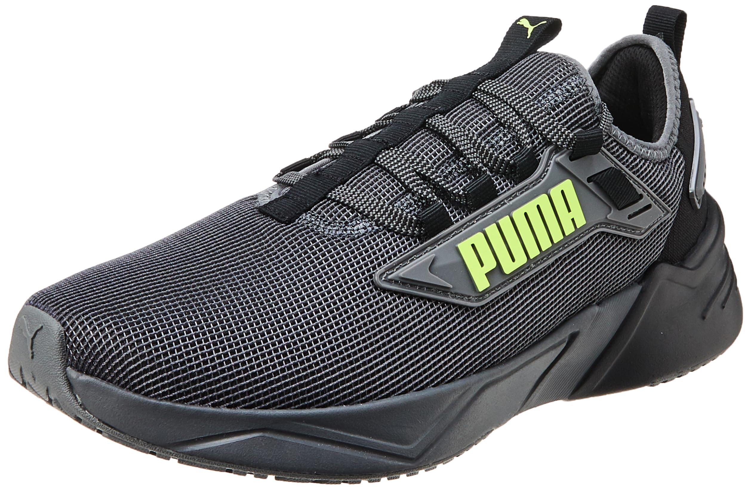 Puma Retaliate 3 Unwavered Black-Cool Dark Gray-Yellow Alert Running Shoe