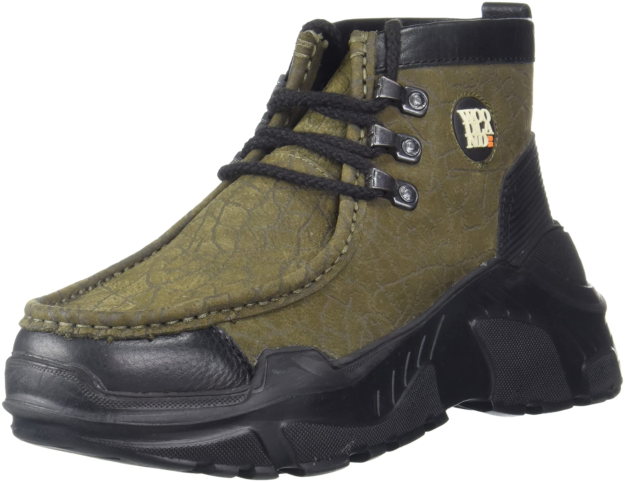 Woodland Men's Olive Green Leather Sneaker